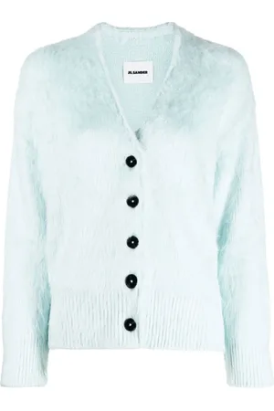 Jil Sander Swetry, Kobieta, Niebieski, M, Elegancki jedwabny kardigan