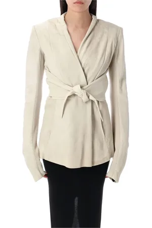 Rick Owens Kurtki, Kobieta, Beżowy, M, Wrap Design V-Neck Outerwear