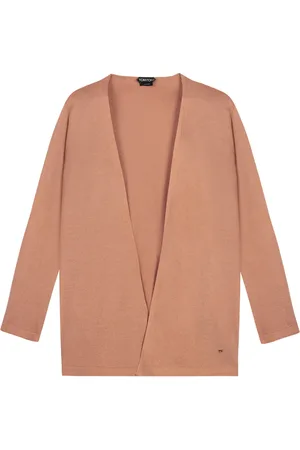 Tom Ford Swetry, Kobieta, Pomarańczowy, L, Metal Logo Knit Cardigan