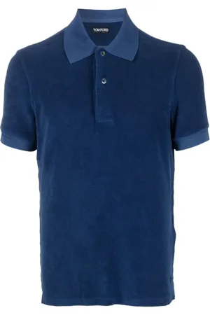 Tom Ford Koszulki, Mężczyzna, Niebieski, 3XL, Koszulka Polo z Wykończeniem z Tkaniny Frotte