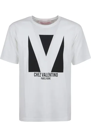 VALENTINO GARAVANI Koszulki, Mężczyzna, Biały, L, Bawełna, Czarny T-shirt z nadrukiem logo z okrągłym dekoltem