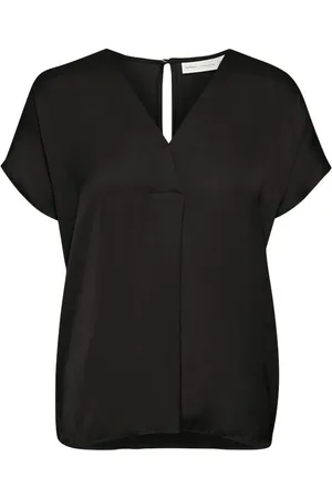 INWEAR Bluzki, Kobieta, Czarny, 2XS, Poliester, Bluzka z dekoltem w serek i krótkim rękawem