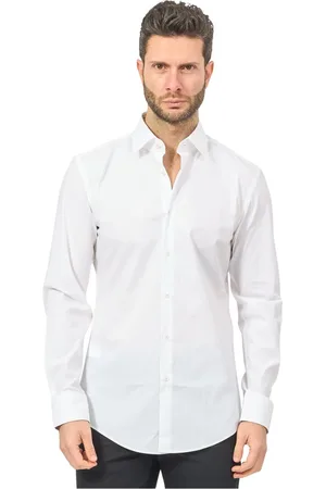 HUGO BOSS Koszule, Mężczyzna, Biały, L, Bawełna, Slim Fit Koszula z Długim Rękawem