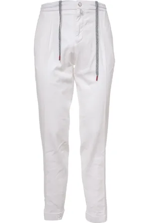 Kiton Spodnie, Mężczyzna, Biały, W34, Spodnie ze sznurkiem
