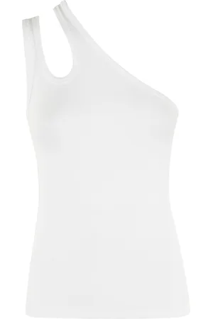 REMAIN Birger Christensen Koszulki, Kobieta, Biały, S, One Shoulder Top