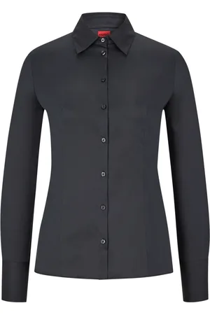 HUGO BOSS Bluzki, Kobieta, Czarny, M, Bawełna, Dopasowana koszula