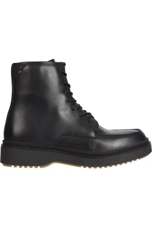 Tommy Hilfiger Buty, Mężczyzna, Czarny, 44 EU, Skóra, Wysokiej Jakości Sznurowane Botki z Protektorem