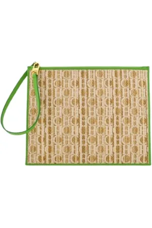 Carolina Herrera Torebki, Kobieta, Beżowy, ONE SIZE, Zielona Torba Raffia Shopping
