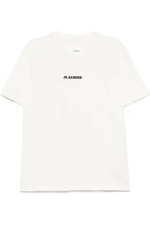 Jil Sander Koszulki, Mężczyzna, Biały, L, Biała koszulka z okrągłym dekoltem i nadrukiem logo