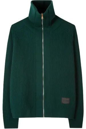 Paul Smith Swetry, Mężczyzna, Zielony, S, Wełna, Zielony wełniany kardigan na zamek