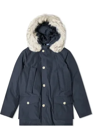 Woolrich Płaszcze, Mężczyzna, Niebieski, S, Bawełna, Parka Arctic DF