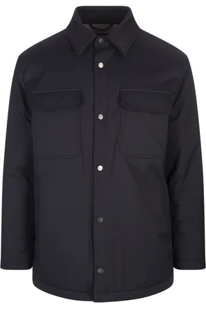 Kiton Kurtki, Mężczyzna, Niebieski, M, Nylon, Padded Jacket with Snap Button