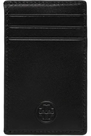 Tory Burch Akcesoria, Kobieta, Czarny, ONE SIZE, Skóra, Elegancki portfel ze skóry owczej w kolorze czarnym