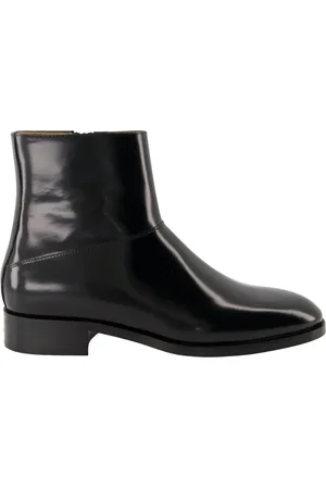 VALENTINO GARAVANI Buty, Mężczyzna, Czarny, 42 1/2 EU, Skóra, Czarne Skórzane Botki do Kostki z Lakierowanej Skóry