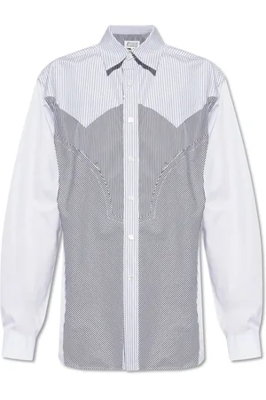 Maison Margiela Koszule, Mężczyzna, Szary, M, Bawełna, Koszula w paski