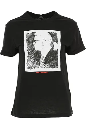 Karl Lagerfeld Koszulki, Kobieta, Czarny, S, Bawełna, Koszulka Karl Legend Profile