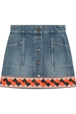 VALENTINO GARAVANI Spódnice, Kobieta, Niebieski, S, Bawełna, Mini spódniczka w modnym stylu
