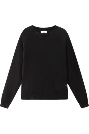 Woolrich Swetry, Kobieta, Czarny, M, Wełna, Klasyczny sweter z okrągłym dekoltem
