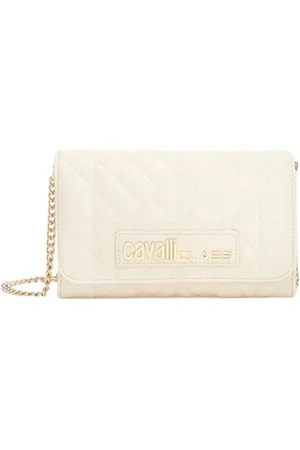 Roberto Cavalli Torebki, Kobieta, Beżowy, ONE SIZE, Elegancka torba na ramię z łańcuchem i klapą