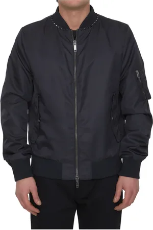 VALENTINO GARAVANI Kurtki, Mężczyzna, Czarny, L, Nylon, Nylonowa Kurtka Bomberka