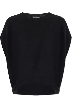 Emporio Armani Swetry, Kobieta, Czarny, M, Bawełna, Sweter z okrągłym dekoltem