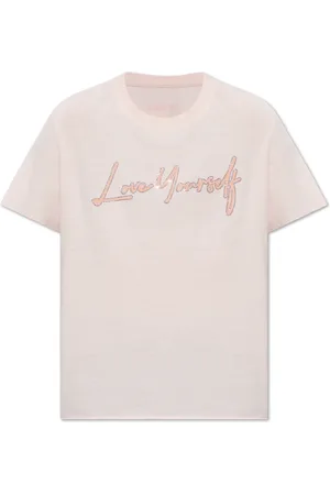 Zadig & Voltaire Koszulki, Kobieta, Różowy, S, Bawełna, Tommer Love Yourself T-shirt