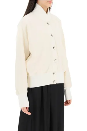 Jil Sander Swetry, Kobieta, Biały, S, Bomberka z haftowanym monogramem