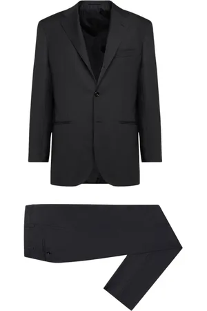 Kiton Garnitury, Mężczyzna, Czarny, 2XL, Wełna, Czarny Garnitur Wełniany Kolekcja Blue Diamond