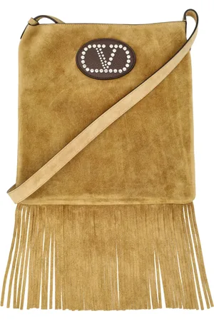 VALENTINO GARAVANI Torebki, Mężczyzna, brązowy, ONE SIZE, Skóra, Nellcôte Fringed Cross Body Bag