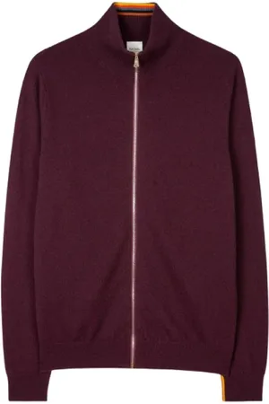 Paul Smith Bluzy, Mężczyzna, Fioletowy, S, Kaszmir, Rozpinana bluza z kaszmiru