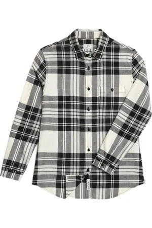 Woolrich Bluzki, Kobieta, Biały, L, Bawełna, Biała Klasyczna Koszula Flanelowa w Kratę