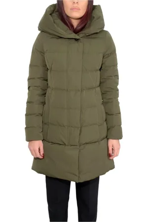 Woolrich Kurtki, Kobieta, Zielony, L, Poliester, Puchowa Parka Prescot