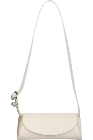 Jil Sander Torebki, Kobieta, Beżowy, ONE SIZE, Skóra, Mini Cannolo Torba na Ramię z Nadrukiem Logo