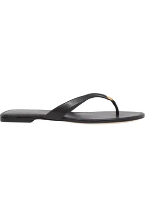 Tory Burch Buty, Kobieta, Czarny, 37 EU, Skóra, Skórzane sandały z logo