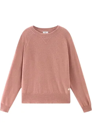 Woolrich Swetry, Kobieta, Różowy, L, Wełna, Klasyczny sweter z okrągłym dekoltem