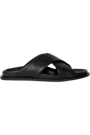 Paul Smith Buty, Mężczyzna, Czarny, 43 EU, Skóra, Czarne skórzane klapki z paskami
