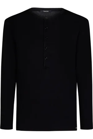 Tom Ford Koszulki, Mężczyzna, Czarny, L, Bawełna, Stylowy Czarny Top z Długim Rękawem