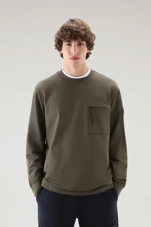 Woolrich Bluzy, Mężczyzna, Zielony, S, Bawełna, Bawełniana bluza dresowa z okrągłym dekoltem