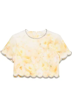 ZIMMERMANN Bluzki, Kobieta, Żółty, XS, Len, Crush Scalloped Top