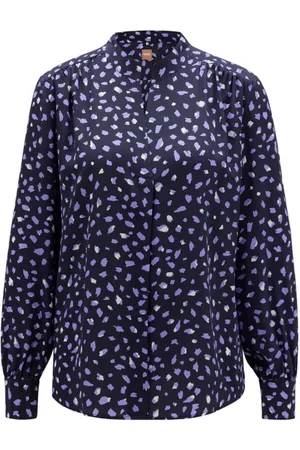 HUGO BOSS Bluzki, Kobieta, Wielobarwność, L, Jedwabna Koszula Banora 15