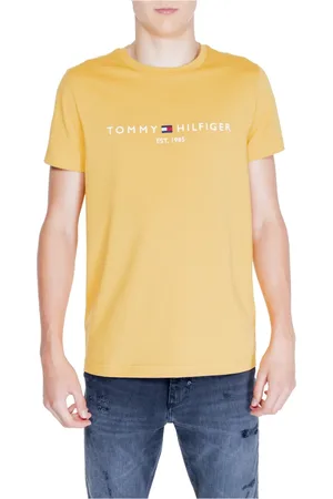 Tommy Hilfiger Koszulki, Mężczyzna, Żółty, L, Bawełna, Logo Tee