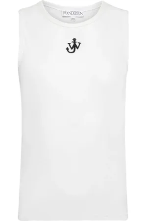 J.W.Anderson Koszulki, Kobieta, Biały, XS, Bawełna, Top na ramiączkach z logo Anchor