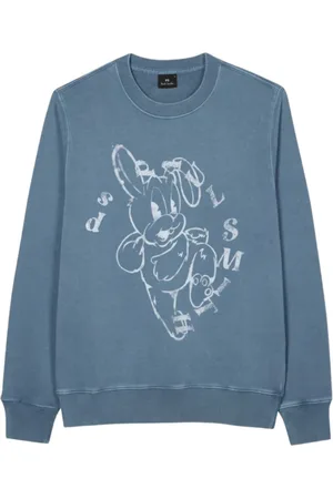 Paul Smith Bluzy, Mężczyzna, Niebieski, L, Bawełna, Bluza z nadrukiem króliczka