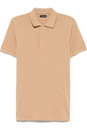 Tom Ford Koszulki, Mężczyzna, Beżowy, L, Bawełna, Bawełniana koszulka polo z wzorem pika