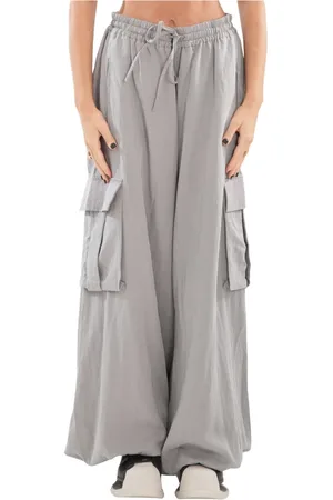 Y-3 Spodnie, Kobieta, Szary, M, Washed Twill Wide Cargo Pants