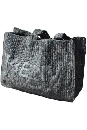 IBELIV Torebki, Kobieta, Szary, ONE SIZE, Haftowana torba typu tote z rafii