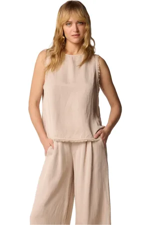 Kocca Koszulki, Kobieta, Beżowy, XS, Eleganckie Bluzki Bez Rękawów
