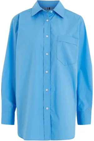 Tommy Hilfiger Bluzki, Kobieta, Niebieski, XS, Bawełna, Oversized Cotton Poplin Shirt