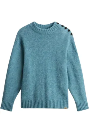 Woolrich Swetry, Kobieta, Niebieski, M, Wełna, Sweter z okrągłym dekoltem z mieszanki alpaki