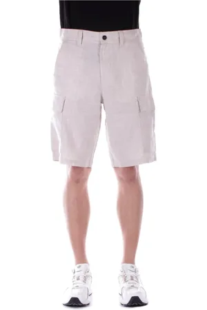HUGO BOSS Szorty, Mężczyzna, Beżowy, 2XL, Poliester, Beżowe lniane szorty